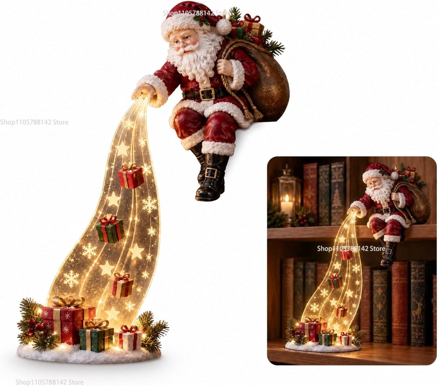 Lighting Christmas Decor - Decorazione Natalizia Illuminata per Scaffali, Ornamento